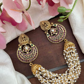 Antique Lakshmi Jada Billai with Pearl Maatil-Bun Billai-Red Green-G13081